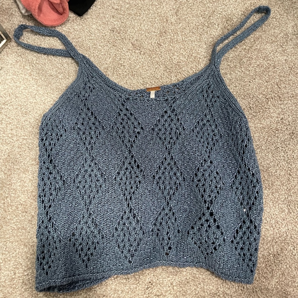 Free People Blue Knit Camisole
